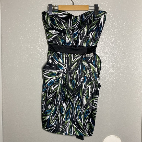 Trixxi Peacock strapless mini dress - Picture 2 of 8